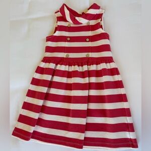 Janie and Jack Nautical Pink & White Striped Sailor Dress Girls Size 5